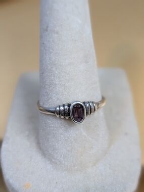 Sterling Silver Ring with Oval Purple Stone